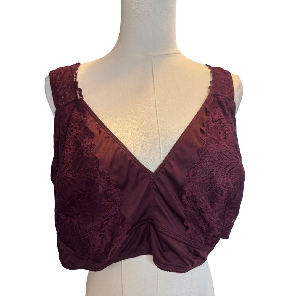 2/$30 Torrid Size 4 Curve Plus Size Bralette Lace Straps Sexy Wine Red